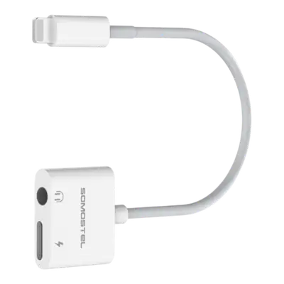 ADAPTADOR OTG DE AUDIO Y CARGA, TIPO IPHONE A PUERTO LIGHTNING Y JACK 3.5MM