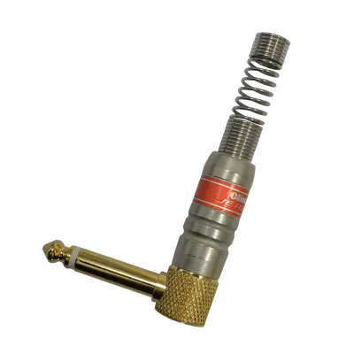 PLUG 6.3MM DORADO, MONO, TIPO L CON RESORTE, METALICO