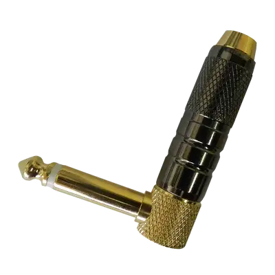 PLUG 6.3MM DORADO, MONO, TIPO L SIN RESORTE, NEGRO, METALICO