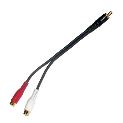 CABLE DE AUDIO, 1 PLUG RCA A 2 JACK RCA, 15 CM