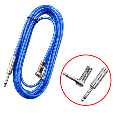 CABLE DE AUDIO, PLUG 6.3MM MONO EN L A PLUG 6.3MM MONO, 6 MTS, COLOR AZUL TRANSLUCIDO