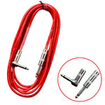 CABLE DE AUDIO, PLUG 6.3MM MONO EN L A PLUG 6.3MM MONO, 6 MTS, COLOR ROJO TRANSLUCIDO - Miniatura 1