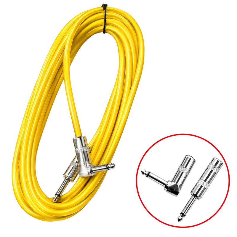 CABLE DE AUDIO, PLUG 6.3MM MONO EN L A PLUG 6.3MM MONO, 10 MTS, COLOR AMARILLO TRANSLUCIDO - Imagen 1