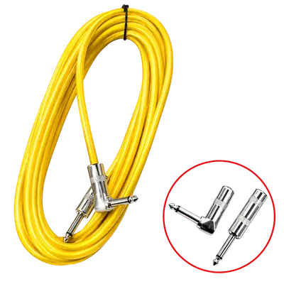 CABLE DE AUDIO, PLUG 6.3MM MONO EN L A PLUG 6.3MM MONO, 10 MTS, COLOR AMARILLO TRANSLUCIDO
