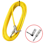CABLE DE AUDIO, PLUG 6.3MM MONO EN L A PLUG 6.3MM MONO, 10 MTS, COLOR AMARILLO TRANSLUCIDO - Miniatura 1