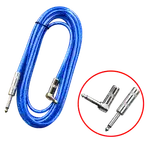 CABLE DE AUDIO, PLUG 6.3MM MONO EN L A PLUG 6.3MM MONO, 10 MTS, COLOR AZUL TRANSLUCIDO - Miniatura 1