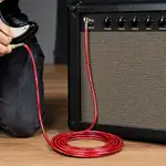 CABLE DE AUDIO, PLUG 6.3MM MONO EN L A PLUG 6.3MM MONO, 10 MTS, COLOR ROJO TRANSLUCIDO - Miniatura 3