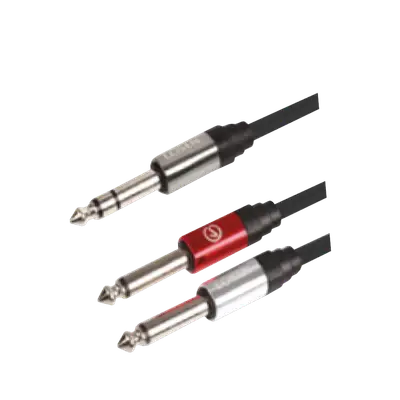 CABLE DE AUDIO, PLUG 6.3MM ESTEREO A 2 PLUG 6.3MM MONO, OFC, 3MTS