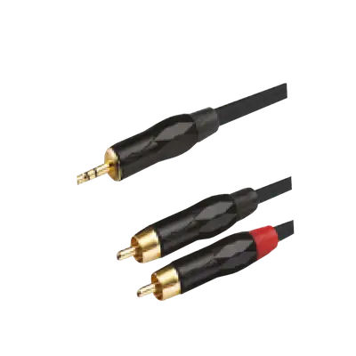 CABLE DE AUDIO, PLUG 3.5MM ESTEREO A 2 PLUG RCA, OFC, 2MTS