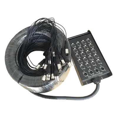 CABLE MEDUSA CON CAJA PARA ESCENARIO, 24 CANALES, (20 HEMBRAS XLR+ 4 MACHO XLR), 40 MTS