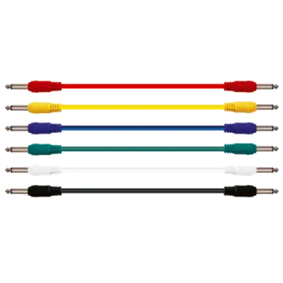 SET DE CABLE PARA PACHEO, 6.3MM A 6.3MM, 6 COLORES, 1 MT