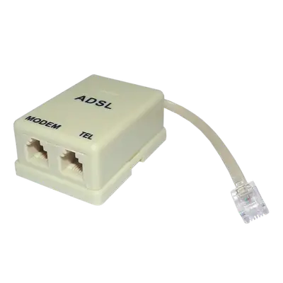 FILTRO SPLITTER ADSL, 2 SALIDAS PARA RJ-11 Y TELEFONO MODEM