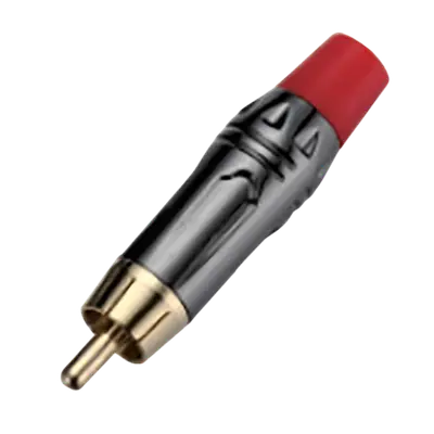 PLUG RCA, SIN RESORTE, ROJO, METALICO