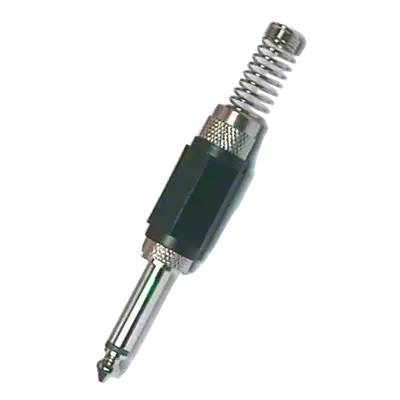 PLUG 6.3MM PLATEADO, MONO CON RESORTE, METALICO