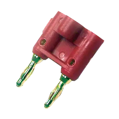 PLUG BANANA DORADO DOBLE, FINO, ROJO, PLASTICO