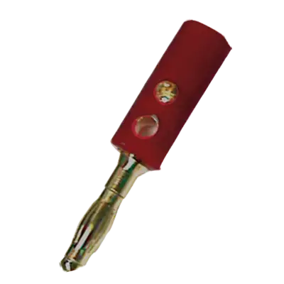 PLUG BANANA DORADO, ROJO, PLASTICO