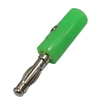 PLUG BANANA PLATEADO, VERDE, PLASTICO