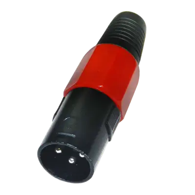 PLUG XLR, 3 PINES, PLASTICO ROJO