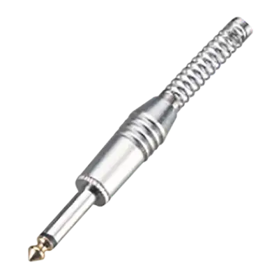 PLUG 6.3MM PLATEADO, MONO CON RESORTE, BAQUELITA, METALICO