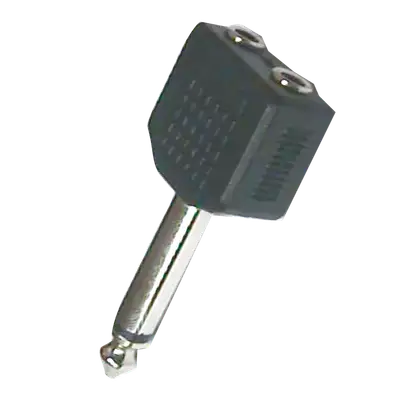 ADAPTADOR 2 JACK 3.5MM MONO A PLUG 6.3MM MONO, PLASTICO