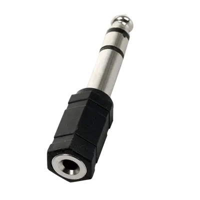 ADAPTADOR JACK 3.5MM A PLUG 6.3MM ESTEREO, DORADO, PLASTICO