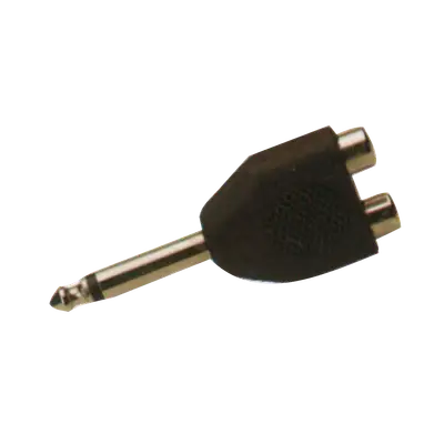 ADAPTADOR 2 JACK RCA A PLUG 6.3MM MONO, DORADO, PLASTICO