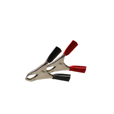 PAR DE LAGARTOS GRANDE CON AGARRADERAS PLASTICAS, ROJO/NEGRO, PARA BATERIA, 10A, 5.5CM