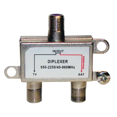 DIPLEXER METALICO DE 5-2300MHz PARA  SEÑAL DE TV TERRESTRE Y SATELITAL CON CONECTORES TIPO F