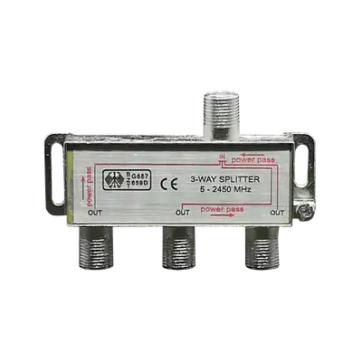 SPLITTER COAXIAL DE 3 SALIDAS, 1 ENTRADA, 5-2450MHZ, CON PCB, BLISTER