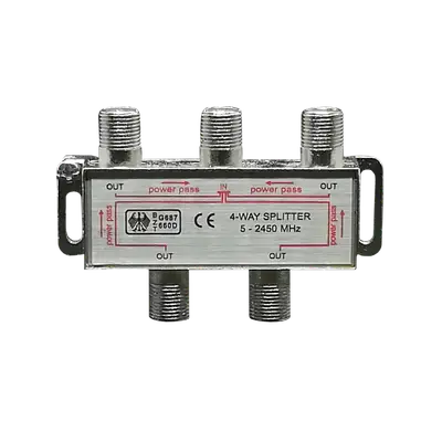 SPLITTER COAXIAL DE 4 SALIDAS, 1 ENTRADA, 5-2450MHZ, CON PCB, BLISTER