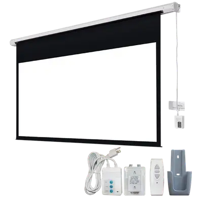 PANTALLA DE PROYECCION MOTORIZADA, 120 PULG. CON CONTROL REMOTO, FORMATO 16:9, CINE EN CASA