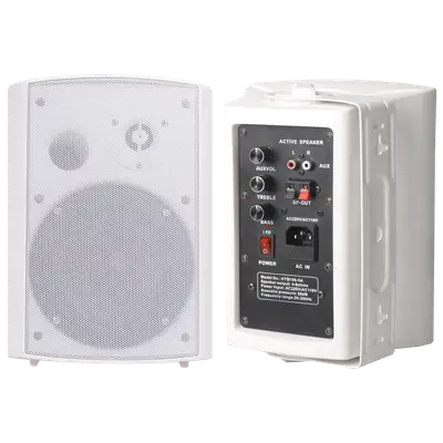 PARLANTES AMBIENTALES, ACTIVO Y PASIVO, DE PARED, 5 PULG., BLANCO, 30W+30W, AUX, RCA