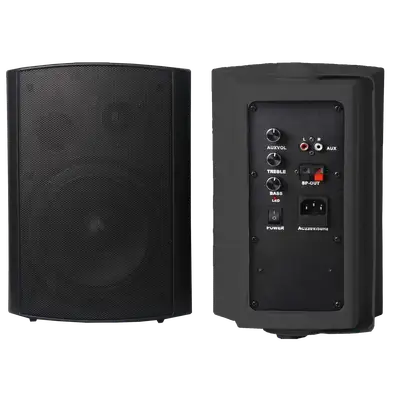 PARLANTES AMBIENTALES, ACTIVO Y PASIVO, DE PARED, 6 PULG., NEGRO, 40W+40W, AUX, RCA