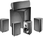 SET PARLANTES PARA TEATRO EN CASA, 250W RMS, 4 SATELITES, 1 CENTRAL CON SUB-BAJO AMPLIFICADO - Miniatura 2
