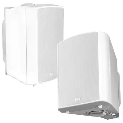 PAR DE PARLANTES BLANCOS  PARA EXTERIORES, PASIVOS, IP54, 5.25 PULG. CON TRANSFORMADOR DE LINEA, 70V, 4-8-16-30W, 120W, 88DB, 8OHM