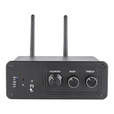 AMPLIFICADOR ESTEREO, 160 RMS BT, WIFI, LAN, USB, RCA, OPTICO