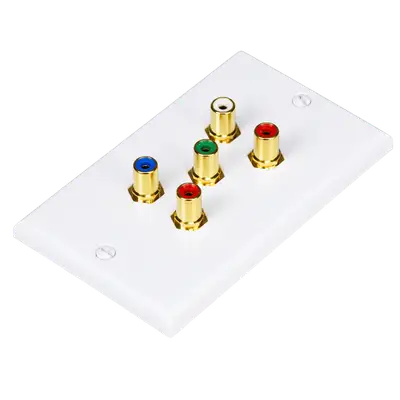 PLACA DE PARED CON 5 CONEXIONES RCA