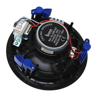 PARLANTE PARA TUMBADO CON REJILLA MAGNETICA, PASIVO, 6.5 PULG. CON TRANSFORMADOR, REJILLA BLANCA, 70V-100V, 7.5-15-30W, 89DB