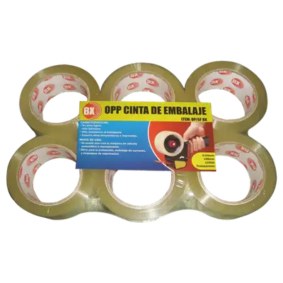 CINTA DE EMBALAJE TRANSPARENTE, PAQUETE X 6 PCS